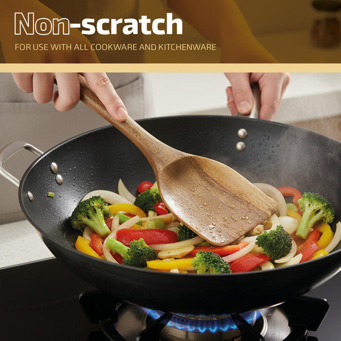 Wooden Kitchen Utensil Set 7 piece Teak Spoons Spatulas Non-Scratch Food Safe