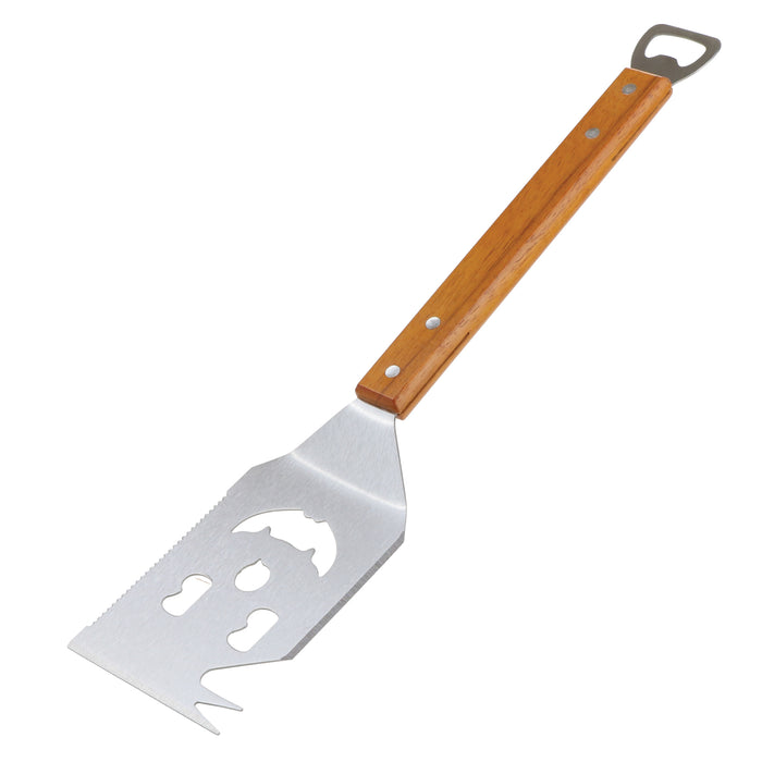 BBQ Spatula Grill Tool with Wooden Handle Bottle Opener 7-in-1 Extra Long