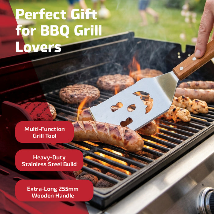 BBQ Spatula Grill Tool with Wooden Handle Bottle Opener 7-in-1 Extra Long