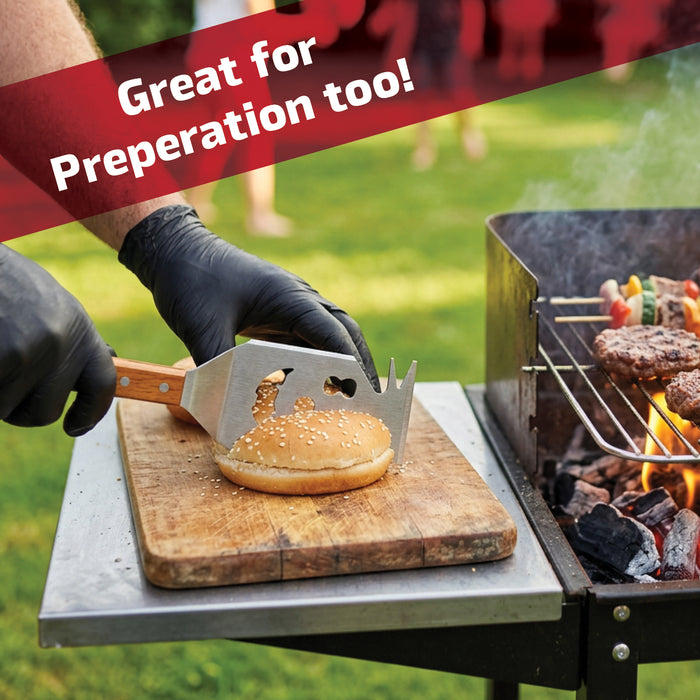BBQ Spatula Grill Tool with Wooden Handle Bottle Opener 7-in-1 Extra Long