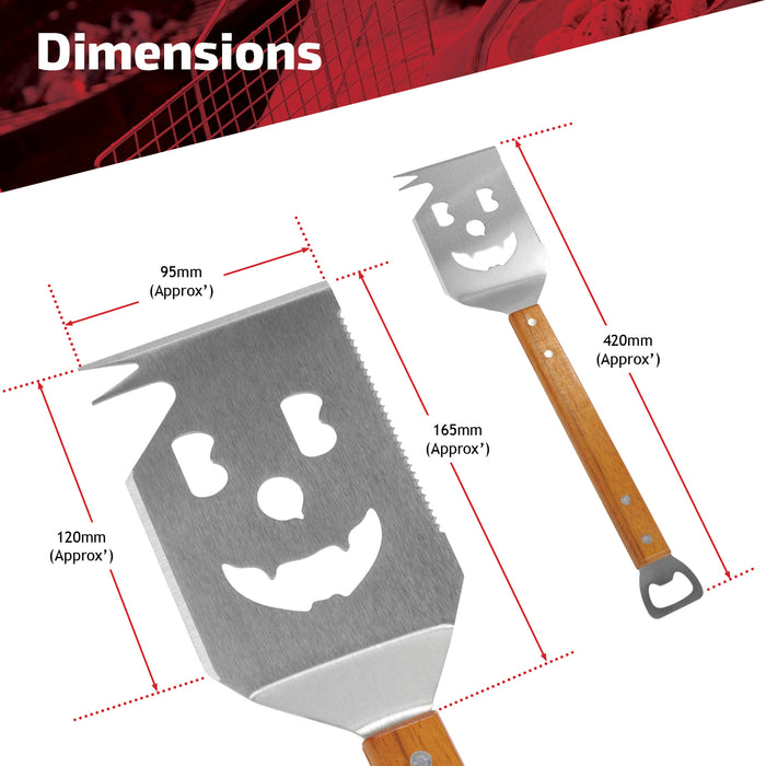 BBQ Spatula Grill Tool with Wooden Handle Bottle Opener 7-in-1 Extra Long