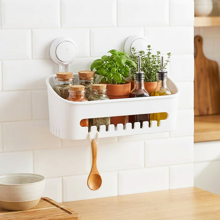Shower Caddy Shelf Large Capacity Mounted Bathroom Kitchen Hanging Basket Organiser with Drill-Free Vacuum Suction Cups
