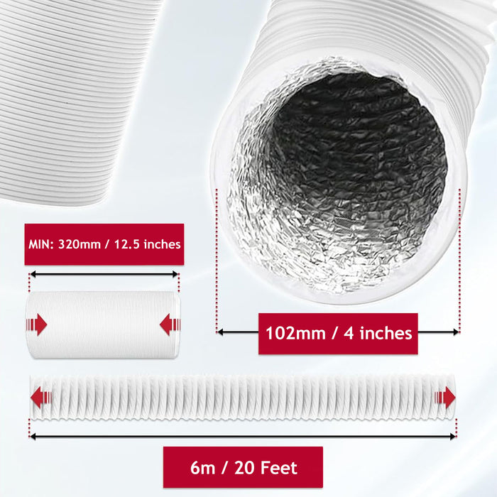 Tumble Dryer Hose for Hotpoint Indesit Creda 4" 6m Aluminium Insulated Duct Pipe