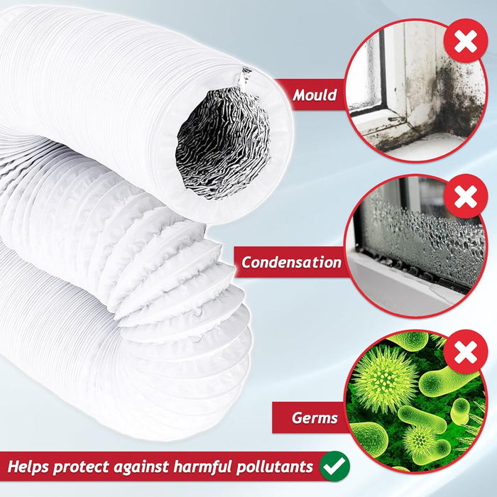 Vent Hose 5" 6m Air Con Conditioner PVC Aluminium AC Duct Pipe Extension Kit