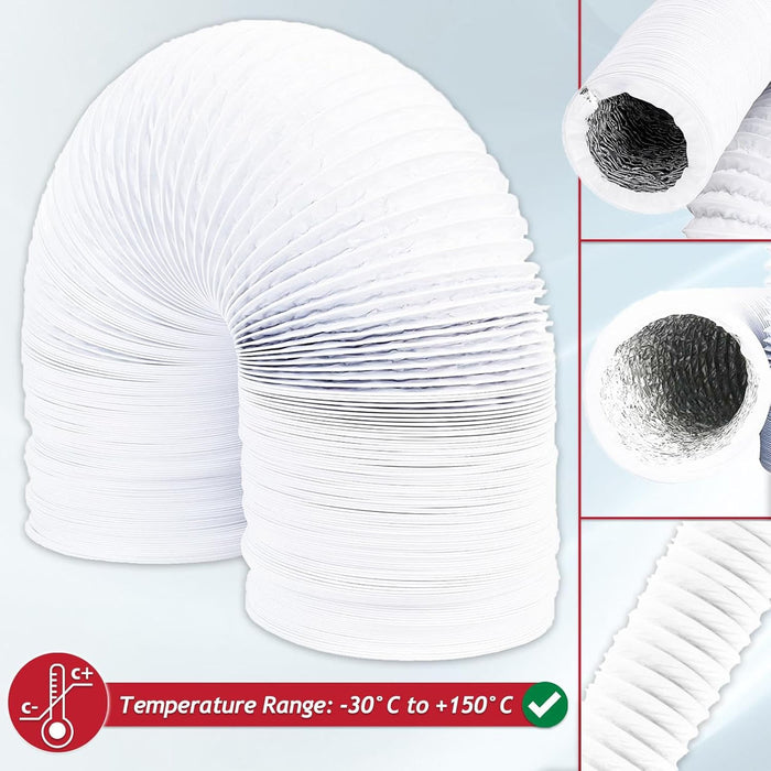 Vent Hose Air Con Conditioner 5" 6m PVC Aluminium AC Duct Pipe Connector Kit