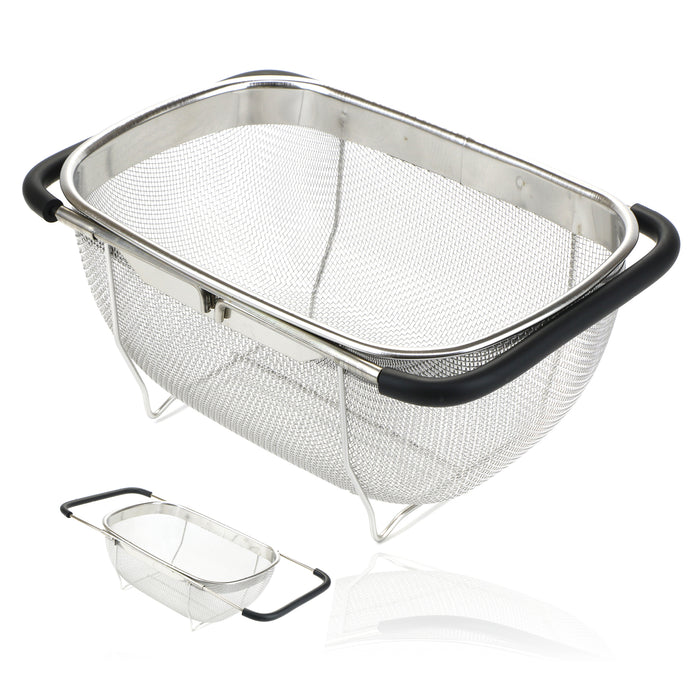 Strainer Sieve Extendable Drain Basket Wire Mesh Over Sink Colander 190x255mm