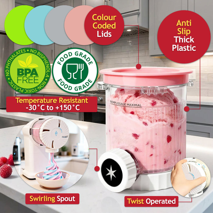 Ice Cream Containers with Lids for Ninja Creami NC700 NC701 NC701C NC701Q CN701CO Scoop & Swirl Machines (Pack of 4, 480ml)