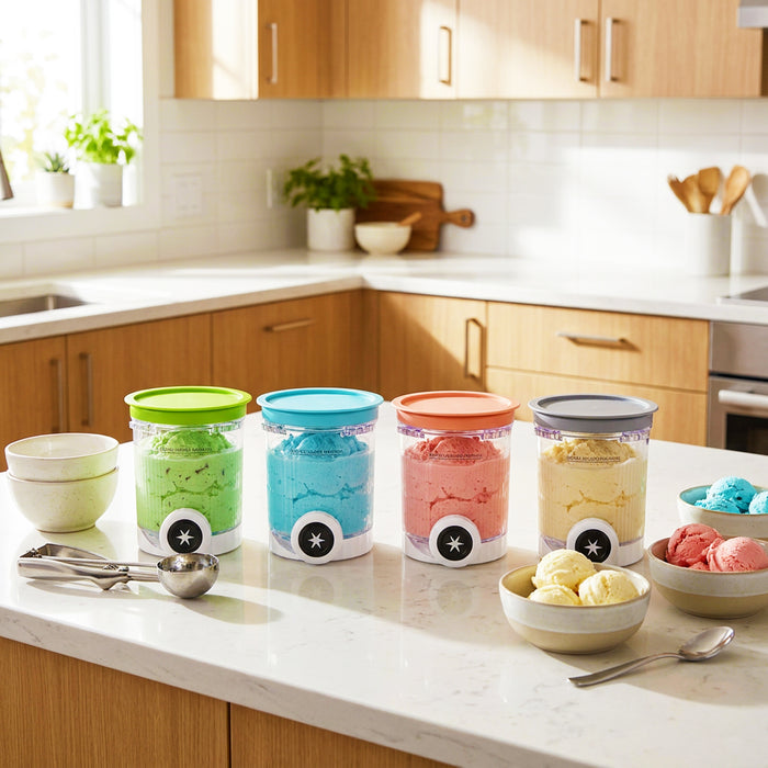 Ice Cream Containers with Lids for Ninja Creami NC700 NC701 NC701C NC701Q CN701CO Scoop & Swirl Machines (Pack of 4, 480ml)