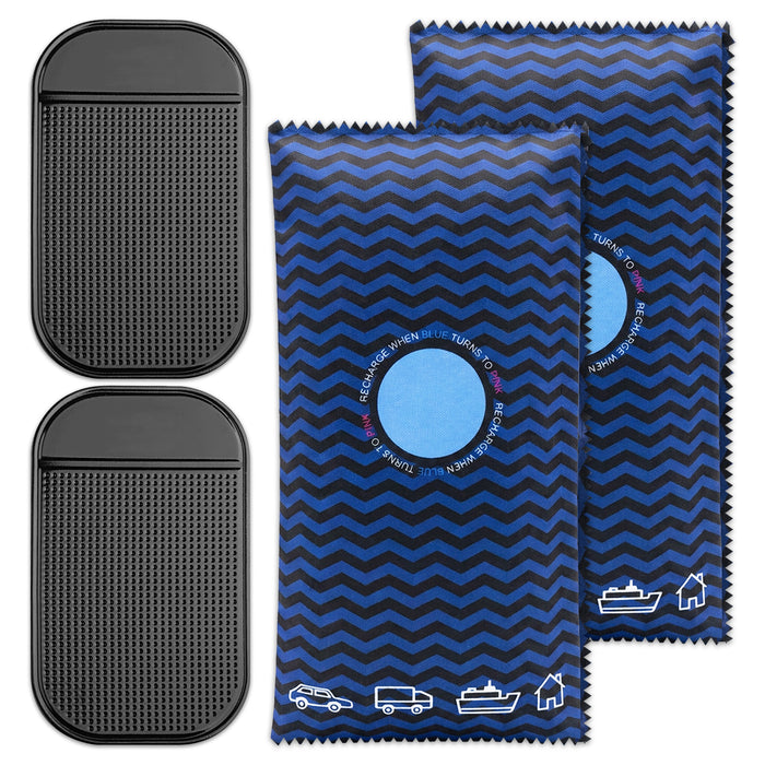 Reusable Dehumidifier Car Home Moisture Absorber Silica Gel Desiccant Bags with Non-Slip Mats (1KG, Pack of 2)