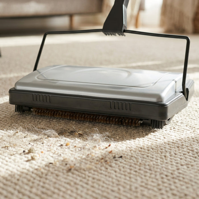 Manual Carpet Sweeper Push Cleaner with Detachable Cleaning Comb