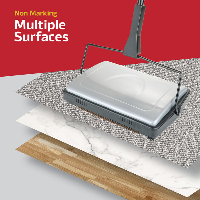 Manual Carpet Sweeper Push Cleaner with Detachable Cleaning Comb