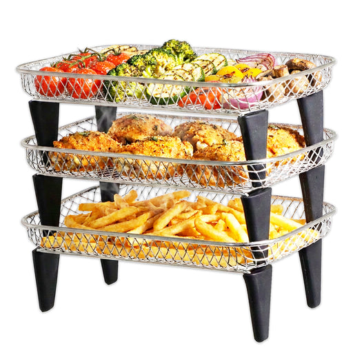 3 Tier Rack Basket Kit for Ninja AF300UK AF400UK AF451UK AF500UK Air Fryer (3 Racks + 12 Silicone Feet)