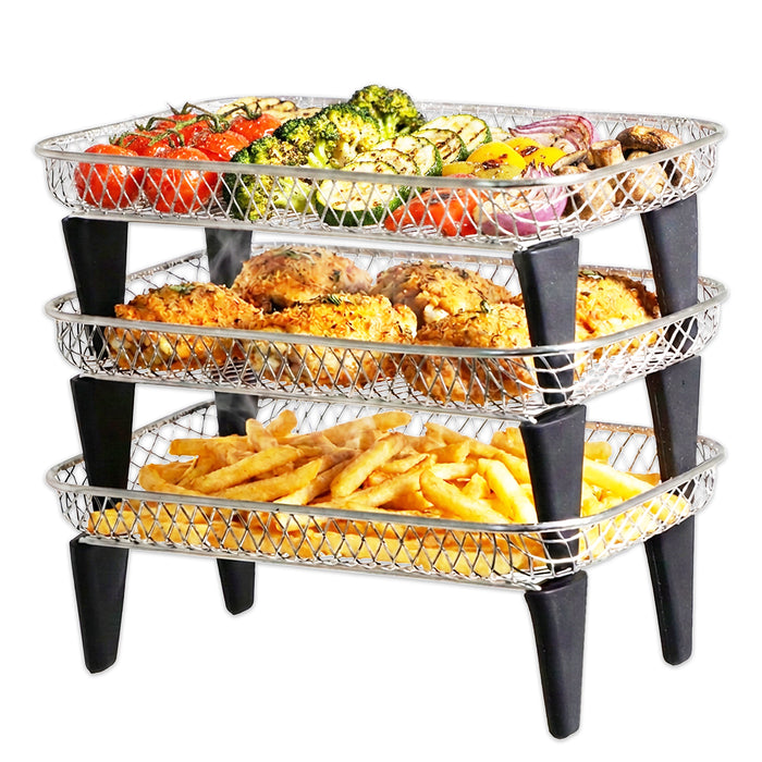 3 Tier Rack Basket Kit for Ninja AF300UK AF400UK AF451UK AF500UK Air Fryer (3 Racks + 12 Silicone Feet)