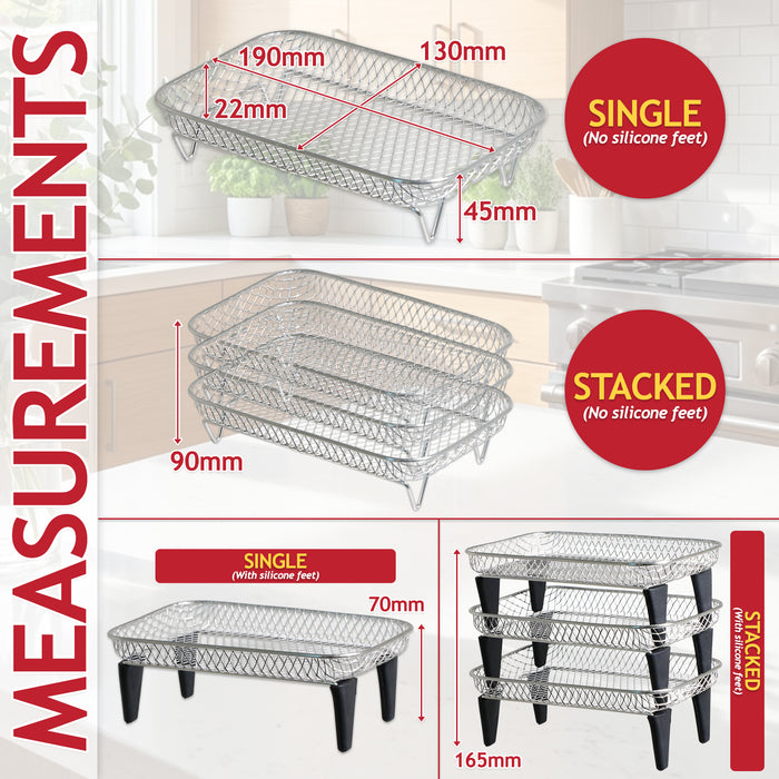 3 Tier Rack Basket Kit for Ninja AF300UK AF400UK AF451UK AF500UK Air Fryer (3 Racks + 12 Silicone Feet)
