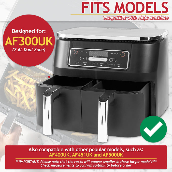 3 Tier Rack Basket Kit for Ninja AF300UK AF400UK AF451UK AF500UK Air Fryer (3 Racks + 12 Silicone Feet)