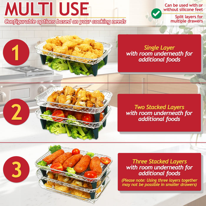 3 Tier Rack Basket Kit for Ninja AF300UK AF400UK AF451UK AF500UK Air Fryer (3 Racks + 12 Silicone Feet)