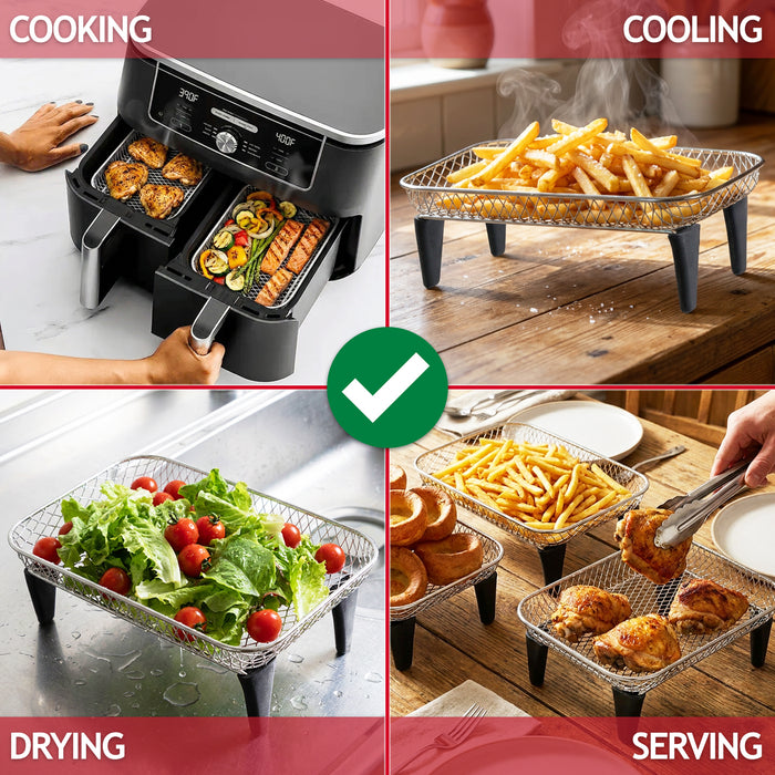 3 Tier Rack Basket Kit for Ninja AF300UK AF400UK AF451UK AF500UK Air Fryer (3 Racks + 12 Silicone Feet)