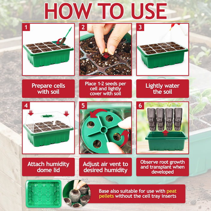 Seed Starting Propagator Tray Garden Plant Seedling Germination Starter Grow Kit (Pack of 10)