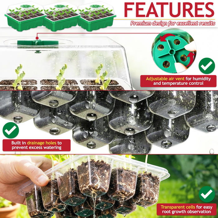 Seed Starting Propagator Tray Garden Plant Seedling Germination Starter Grow Kit (Pack of 10)