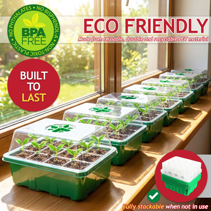 Seed Starting Propagator Tray Garden Plant Seedling Germination Starter Grow Kit (Pack of 10)