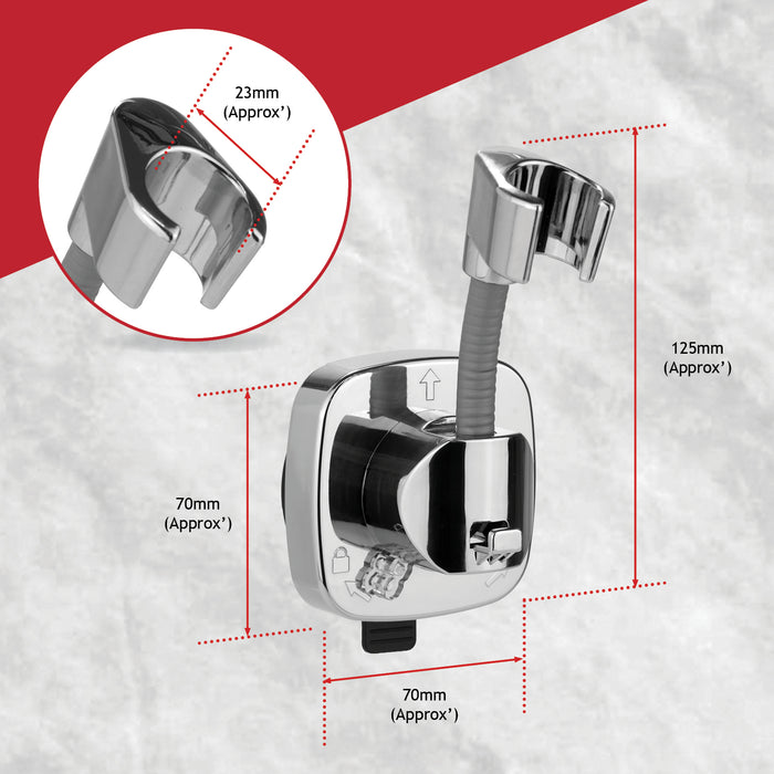 Shower Head Holder with Suction Cup Flexible Position Tool-Free Install Hook