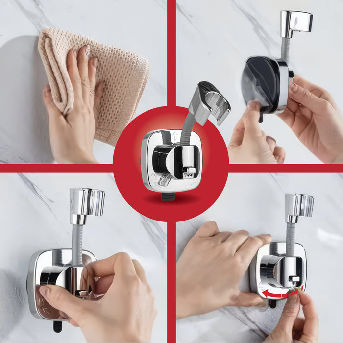 Shower Head Holder with Suction Cup Flexible Position Tool-Free Install Hook