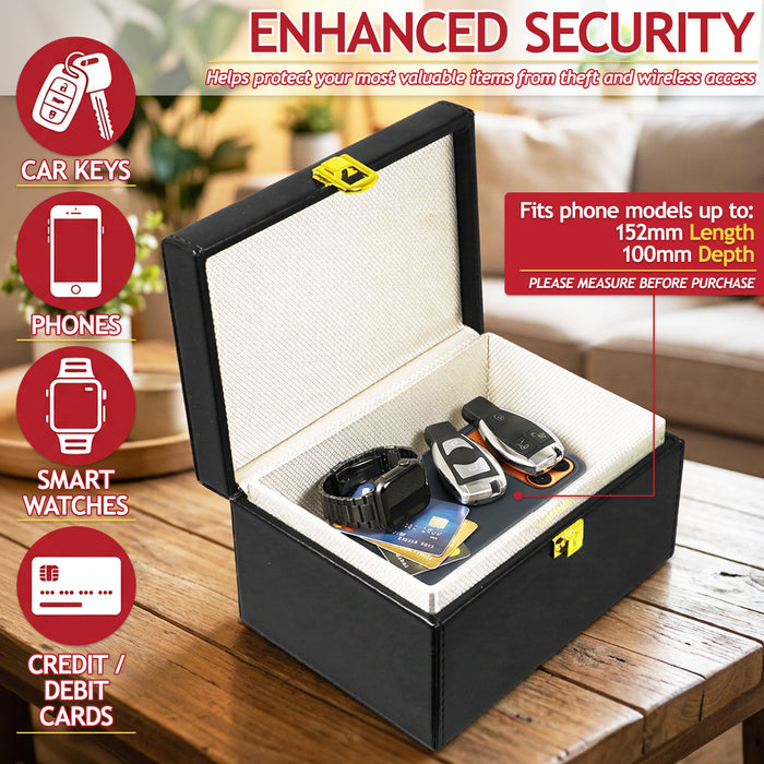 RFID Signal Blocking Anti-Theft Faraday Storage Box Kit (with 2 Car Key Pouches)