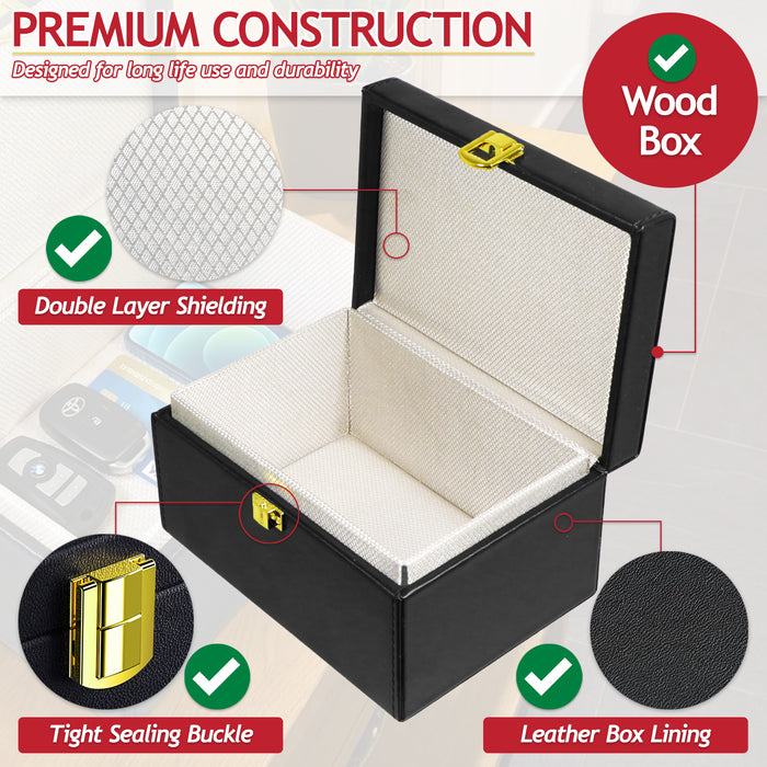 RFID Signal Blocking Anti-Theft Faraday Storage Box Kit (with 2 Car Key Pouches)