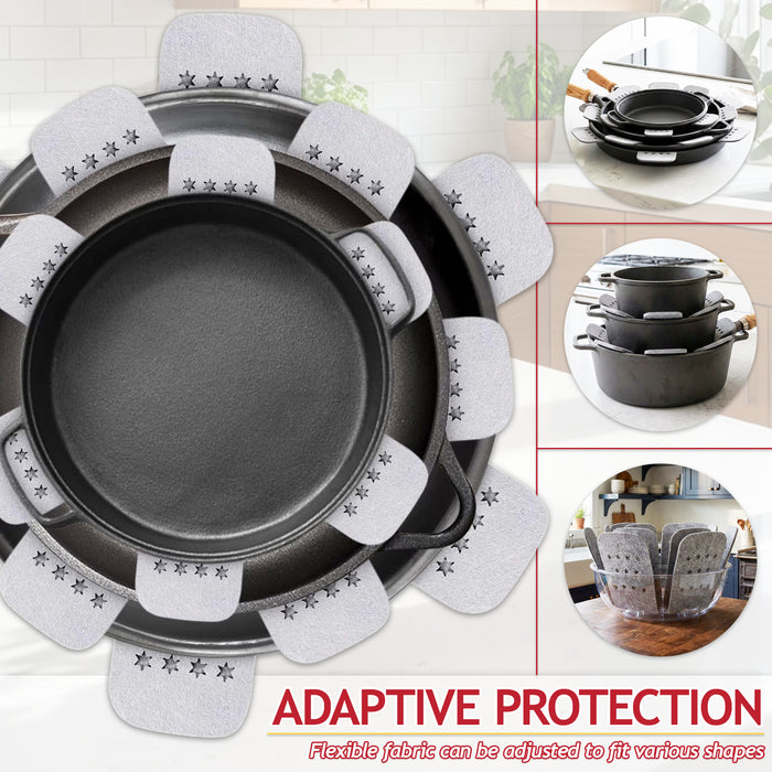 Felt Stacking Protector Divider Liners for Pots Pans Bowls Plates Cookware (Small / Medium / Large, Pack of 12)