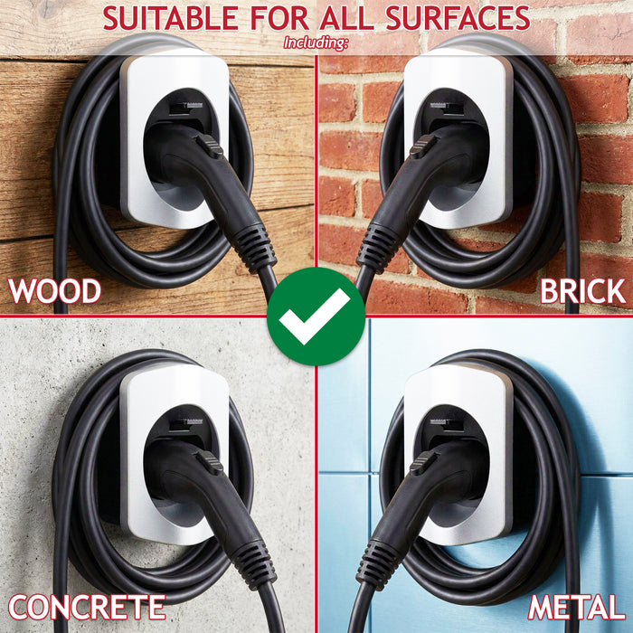 Type 2 EV Charger Holder Wall Mounted Electric Vehicle Car Cable Tidy Dock with Fixings (IEC 62196-2)