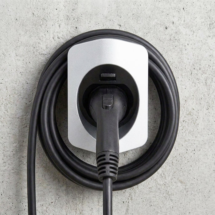 Type 2 EV Charger Holder Wall Mounted Electric Vehicle Car Cable Tidy Dock with Fixings (IEC 62196-2)