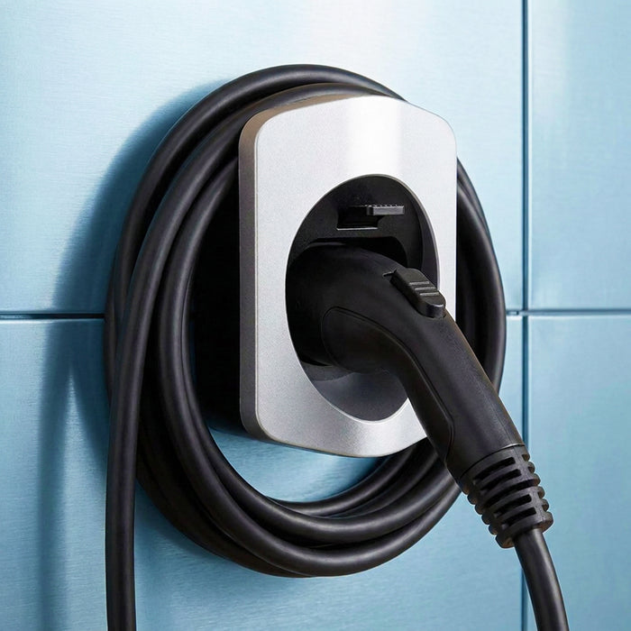 Type 2 EV Charger Holder Wall Mounted Electric Vehicle Car Cable Tidy Dock with Fixings (IEC 62196-2)