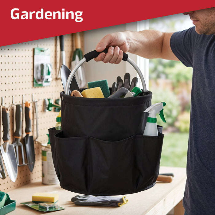 Cleaning Caddy with Handle 18L Large 6 Outer Pockets 280mm 11" Wide Foldable