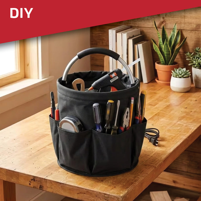 Cleaning Caddy with Handle 18L Large 6 Outer Pockets 280mm 11" Wide Foldable