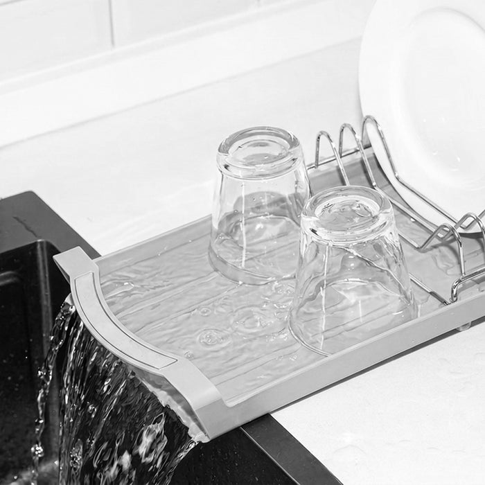 Compact Expandable Stainless Steel Dish Drainer Drying Sink Rack with Adjustable Extendable Length (Grey)