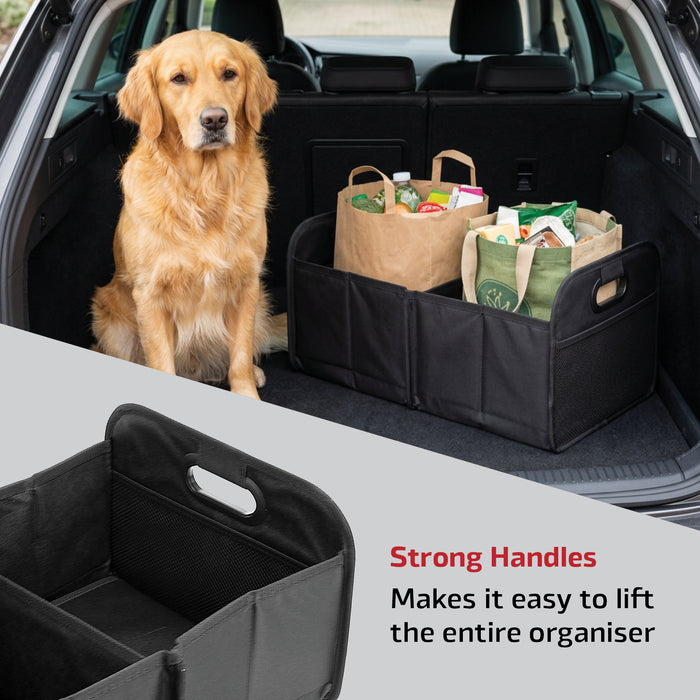 Car Boot Organiser with Mesh Pocket Washable Collapsible Non-slip Storage