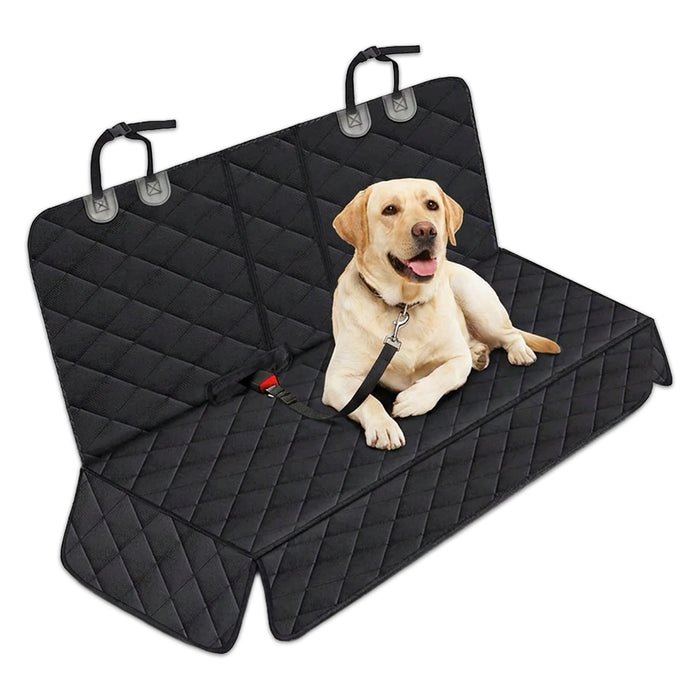 Universal Car Rear Seat Cover Waterproof Interior Upholstery Protector with Dog Collar Strap Restraint