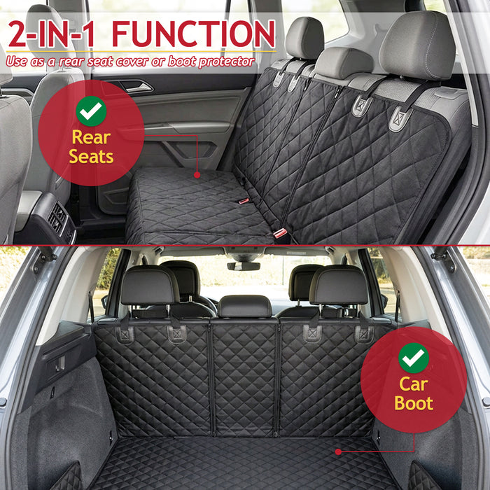 Universal Car Rear Seat Cover Waterproof Interior Upholstery Protector with Dog Collar Strap Restraint