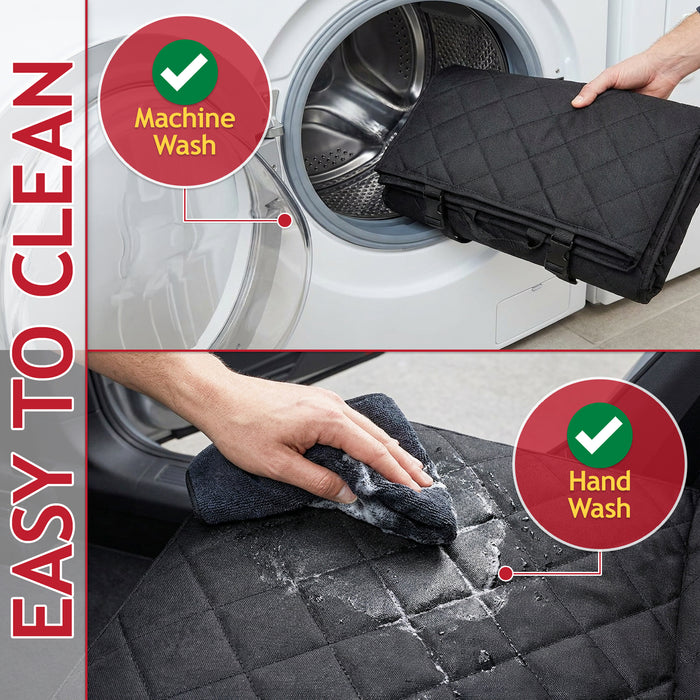 Universal Car Rear Seat Cover Waterproof Interior Upholstery Protector with Dog Collar Strap Restraint