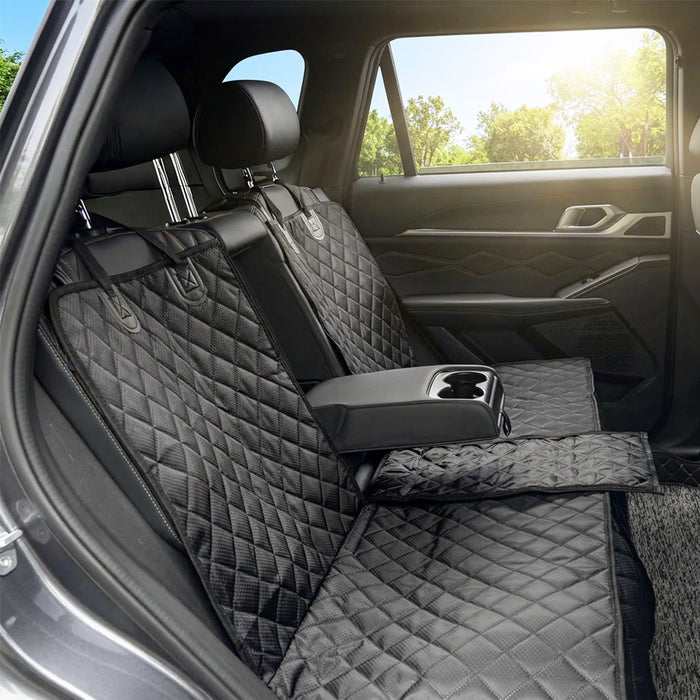 Universal Car Rear Seat Cover Waterproof Interior Upholstery Protector with Dog Collar Strap Restraint