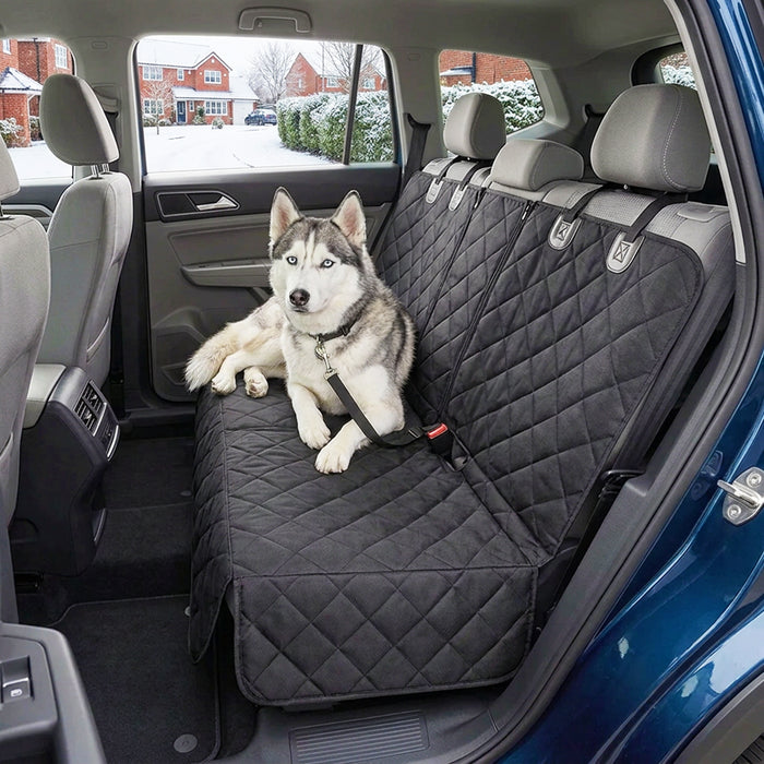 Universal Car Rear Seat Cover Waterproof Interior Upholstery Protector with Dog Collar Strap Restraint