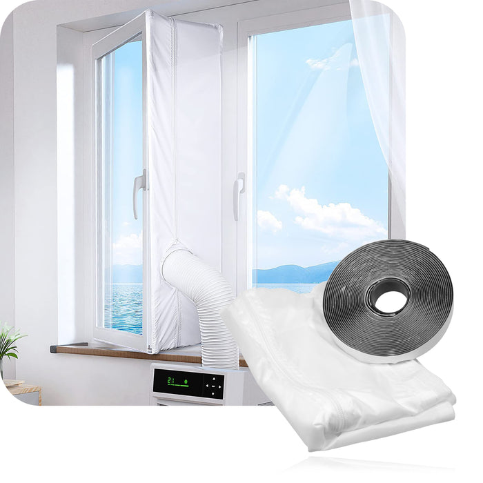 2m Air Con Window Seal Kit Portable Conditioning Unit Zip Hose Vent Universal AC