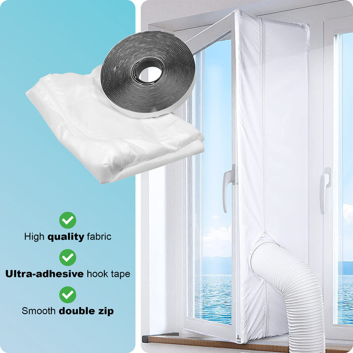 2m Air Con Window Seal Kit Portable Conditioning Unit Zip Hose Vent Universal AC