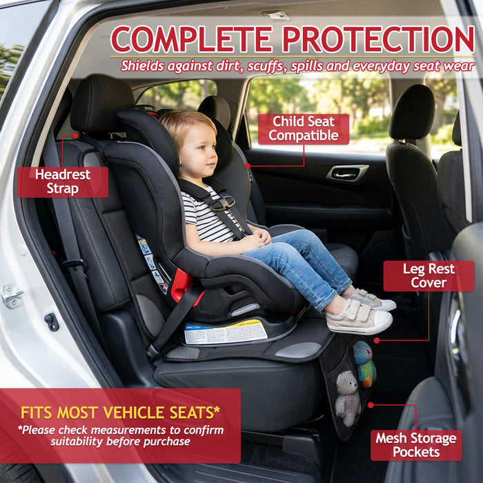 Universal Car Seat Cover Protector with Storage Pockets for Child Seats Dogs Kids Pets