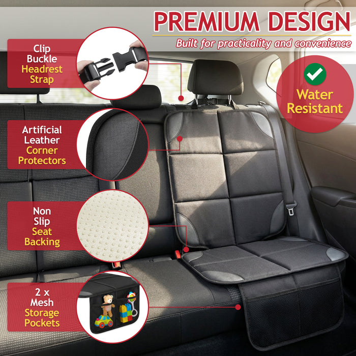 Universal Car Seat Cover Protector with Storage Pockets for Child Seats Dogs Kids Pets
