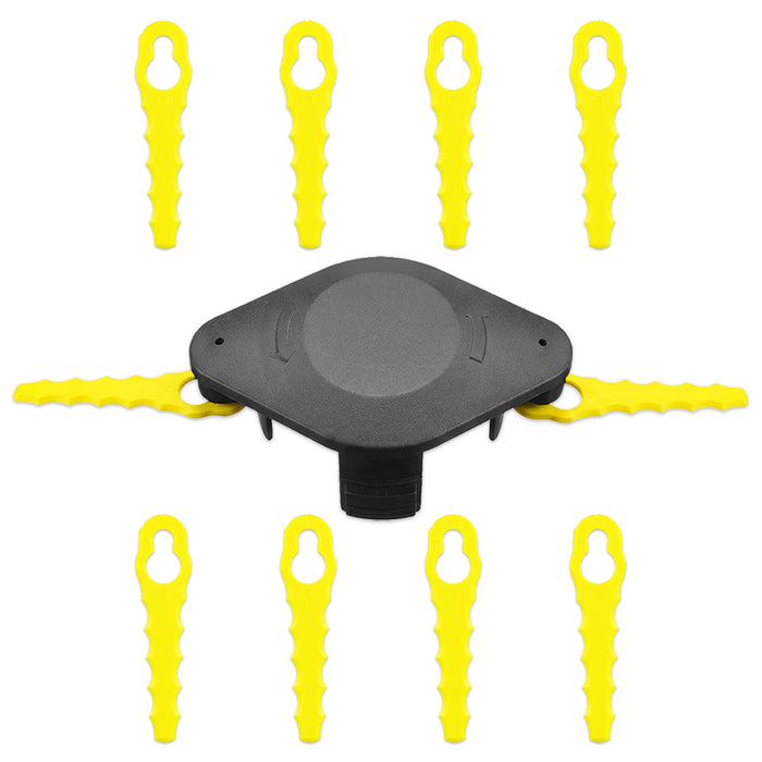 Blade Connection Head for Ryobi Grass Strimmer Trimmer + 10 Replacement Heavy Duty Blades (RAC155 RAC157 RAC158)