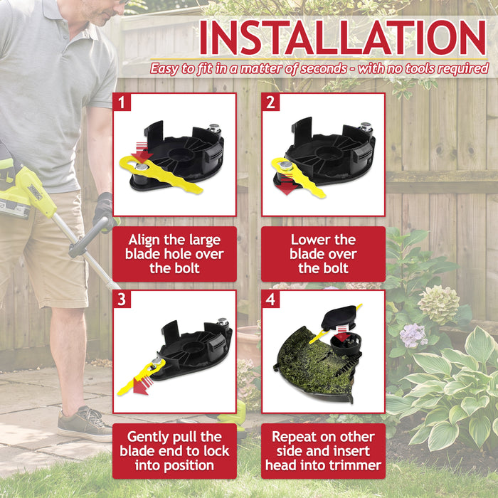 Heavy Duty Double Serrated Blades for Ryobi RAC155 RAC157 RAC158 Grass Strimmer Trimmer (Pack of 60 Replacements)