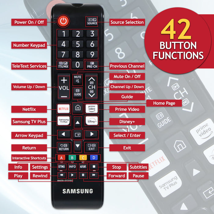 Samsung Smart TV Remote Control BN59-01315Q GQ QE UE Series 1080p 4K QLED UHD Television Controller