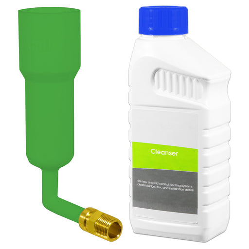 Central Heating Cleanser Concentrate Sludge Rust Debris Cleaner Liquid (500ml Bottle) + Radiator Dosing Funnel Tool