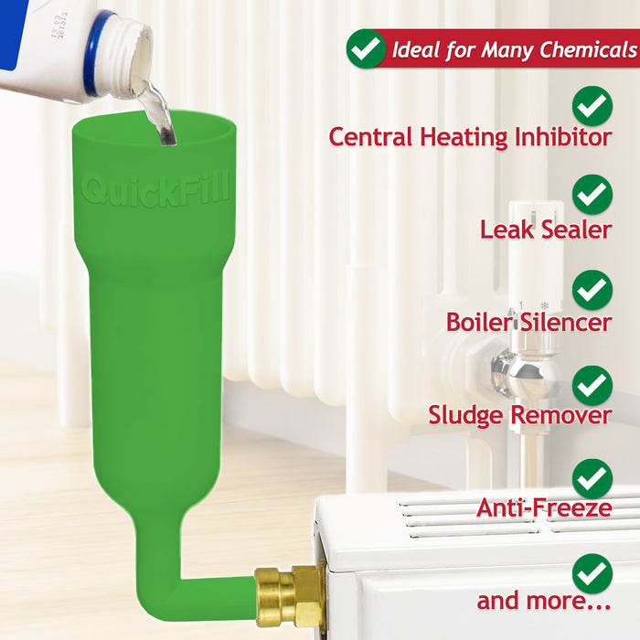 Central Heating Dosing Funnel Inhibitor Leak Sealer Boiler Silencer Sludge Remover Anti-Freeze Radiator Chemical Tool 1/2" BSP (1 Litre)